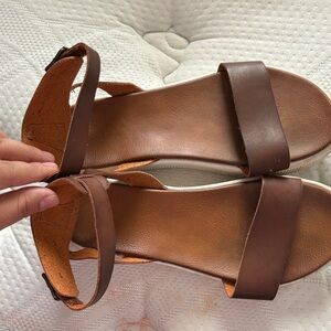 Women's Brown Leather Ankle Strap Sandals